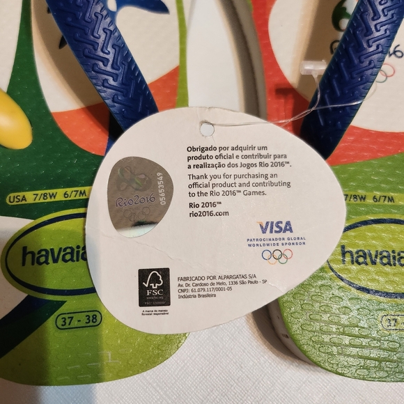Havaianas  SUMMER OLYMPICS 2016 Blue and Yellow Sandals NWT - Picture 4 of 9